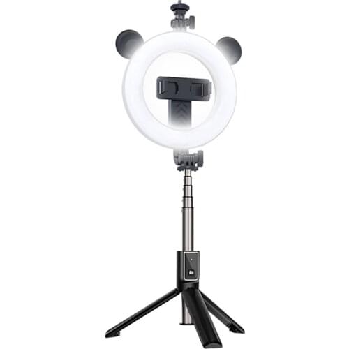 6 Inches Ring Light Tripod Stand Extendable Selfie Stick With Detachable Remote Control For Vlog/ Smartphone