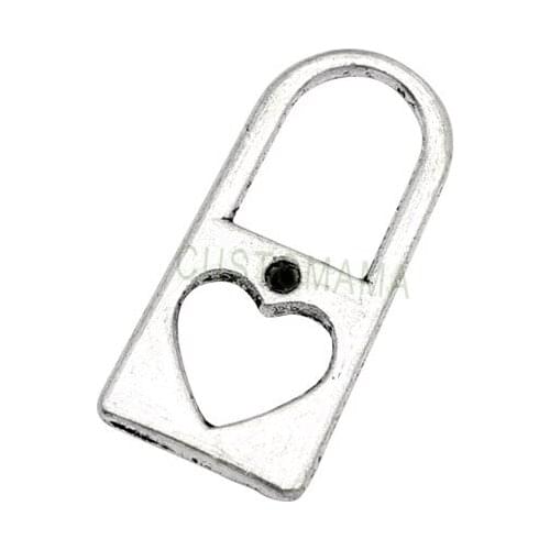 70pcs-Antique Tibetan Silver Heart Lock Charms pendant 25x12mm