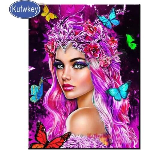 5D DIY Diamond embroidery Cross stitch Rose,Fantasy Pretty Women Full Square Round Diamond mosaic,Diamond painting,Rhinestones