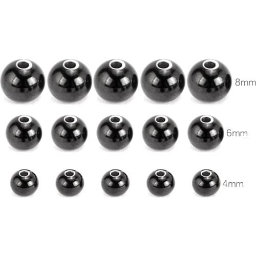 50pcs/lot 4/6/8mm Silver Gold Black Stainless Steel Spacer Loose Beads Ball Beads for Charm Bracelets DIY Jewelry Making