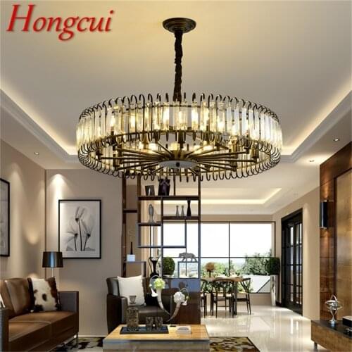 Hongcui Black Postmodern Chandelier Fixtures Crystal Pendant Lamp Light Home LED for Decoration