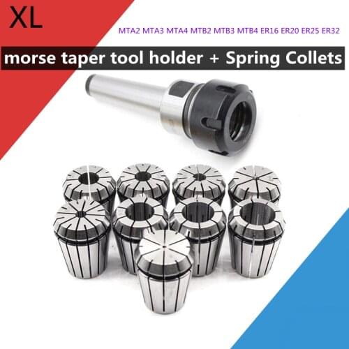 MTA2 MTA3 MTA4 MTB2 MTB3 MTB4 ER16 ER20 ER25 ER32 morse taper tool holder+9pcs Spring Collets For CNC Milling lathe tools