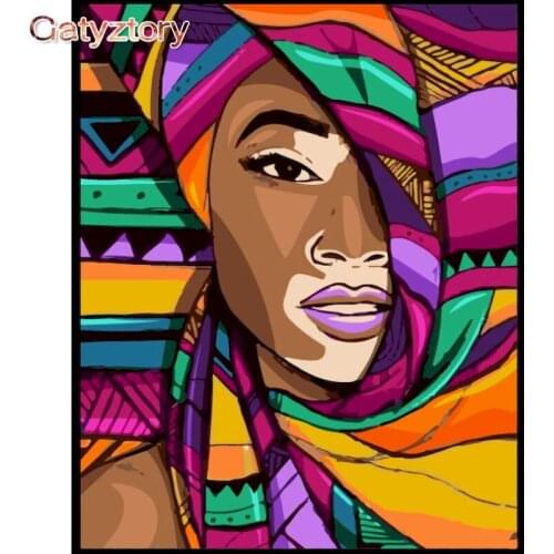 GATYZTORY Abstract Hijab Woman Figure Painting DIY Painting By Numbers Kit Modern Wall Art Hand Painted Unique Gift For Home Dec
