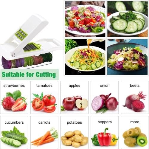 Onion Chopper Vegetable Slicer Cutter Dicer Grinder Grater Cuber with Multifunctional Interchangeable Blades