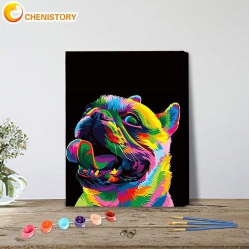 CHENISTORY Oil Painting Colour Dog Animal For Children Drawing On Canvas Handpainted Art Gift DIY Pictures Kits Home Decor