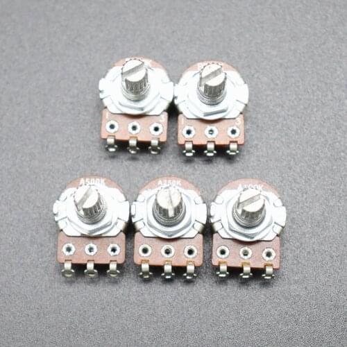 3Pcs A500K Guitar Potentiometer Knurled Shaft Audio Taper PotentiometerA/B Type Volume Control Pots Switch Chrome