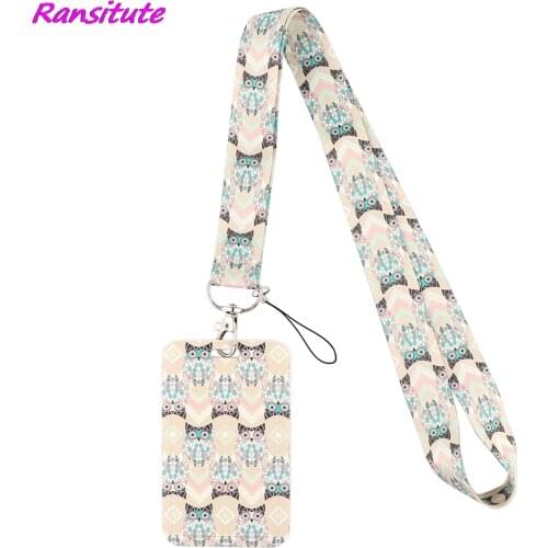 Ransitute R2206 Animals Owl Bank Credit Card Holder Wallet Bus ID Name Work Card Holder For Women Man Card Cover Business Card