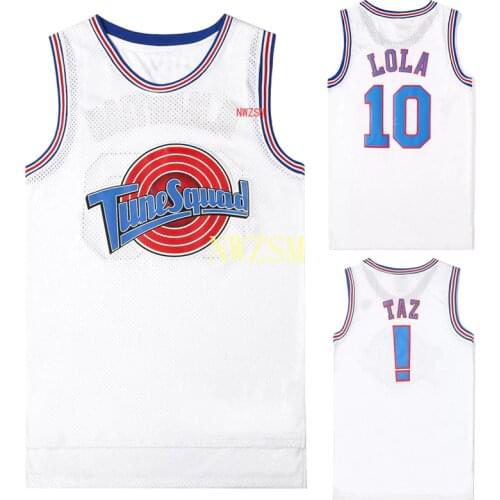 Movie Cosplay Costumes Space-Jam Tune-Squad #1 BUGS #10 LOLA Bunny Basketball Team Jersey Stitched Number Tops Sports Uniform