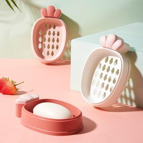 PP material multifunctional personality double drain household toilet soap box with lid carrot soap box drain soap holder
