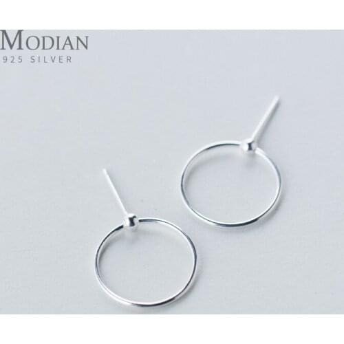 Modian Round Swing Bead Fashion Stud Earrings Charm Exquisite 925 Sterling Silver Jewelry For Women & Girl Unique Design Present