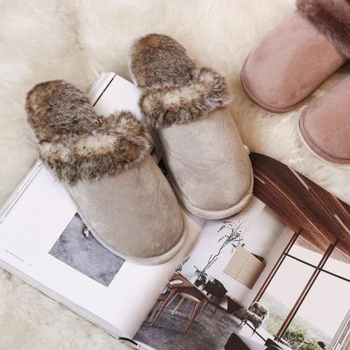LCIZRONG Fashion Plush Warm Slippers for Men 36-46 Big Size Home Basic Lovers Slippers Flip Flops Men Winter