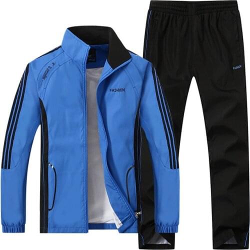 Mens Sportswear Suit Sweatshirt Tracksuit Male Casual Active Sets New Spring Autumn Outwear 2PC Jacket+Pants Plus Size L-5XL