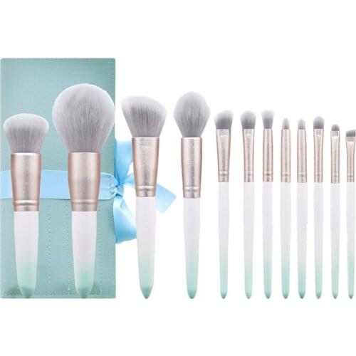 Makeup Brush Kit 12 Pcs Synthetic Foundation Powder Concealers Eye Shadows Blush Face Sculpting Brush with Bag