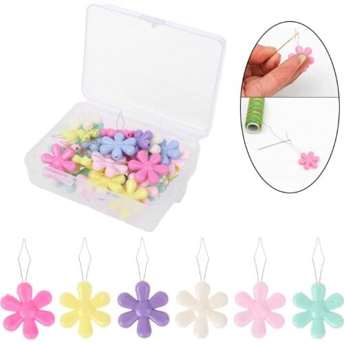 30pcs Flower Shape Wire Loop Needle Threaders for Cross Stitch Embroidery Sewing Needlework Thread Guide Tool