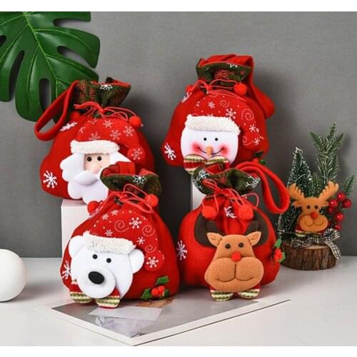 New Large Printed Christmas Candy Bag Happy New Year 2021 Christmas Packaging Bag 2020 Home Christmas Decoration Gift Bag