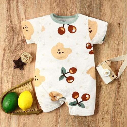 2021 summer new men and women baby one-piece romper baby cartoon one-piece romper cartoon bear