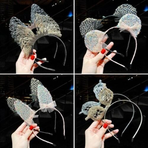New Children Cute Shiny Crown Bow Rabbit Cat Ears Hairbands Headbands Girls Lovely Sweet Hair Hoop Headwear Kid Hair Accessories