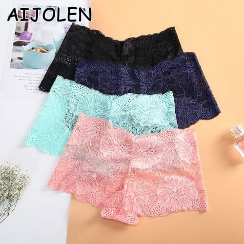 AIJOLEN Mint Color solid Color Lace Flower Panties Low Waist Hollow Sexy Boxer Briefs Close-fitting Breathable Ladies Underwear