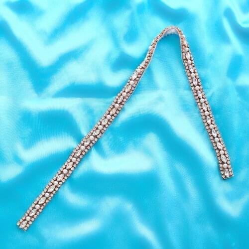 Chain Wholesale Accessories Beaded Applique Gold Pearl DIY Garment Silver Wedding Dresses Crystal Wide Handmade Bridal S170