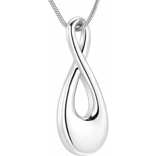 High Polished Infinite Cremation Urn Pendant 316L Stainless Steel Memorial Urn Necklace Funeral Keepsake Jewelry for Ash Holder