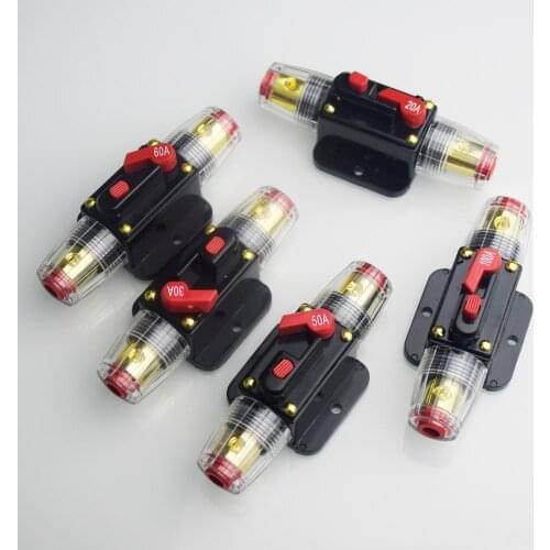12V Car Truck Audio Resettable Fuse Circuit Breaker Audio Amplifier Overload Protection Fuse Holder DC 20A-100A