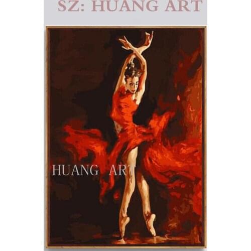 Sexy beautiful figure dancing in a red dress elegant girl oil painting decorated living room background portrait hall hotel