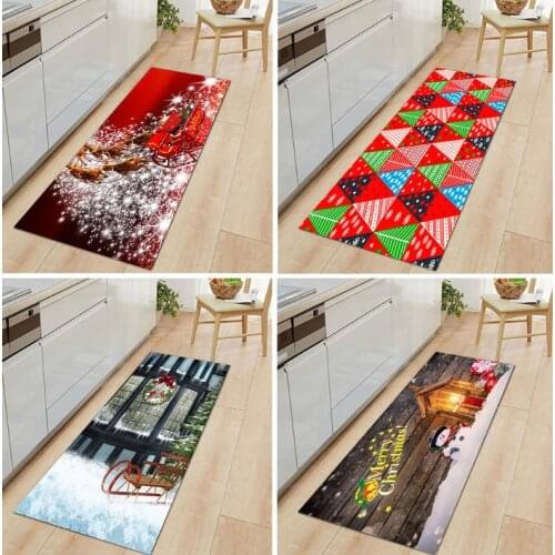 Christmas Floor Mat Cute Santa Snowflake Bell Area Rug Washable Carpet for Bathroom Bedroom Kitchen
