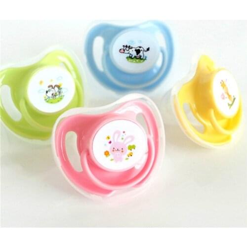 1PCs Appease Pacifiers Baby Cotton Animals Printing Safe Food Grade Silicone Cute Baby Round and Flat Nipples Pacifiers