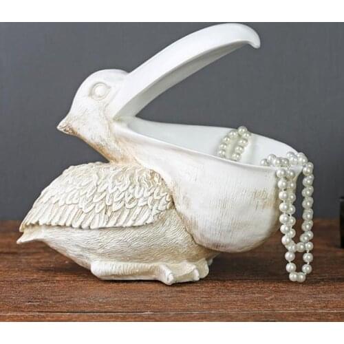 Toucan Key Storage Figurine Resin Pelican Statue Storage Basket Animals Birds Shape Decor for Home Office Desktop TS2