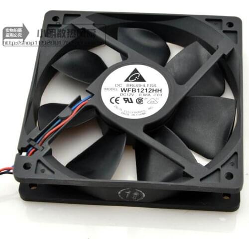 Delta wfb1212hh 12025 12cm 1225 12*12*2.5CM 120*120*25MM 12V 0.68A wind capacity dual ball bearing cooling fan