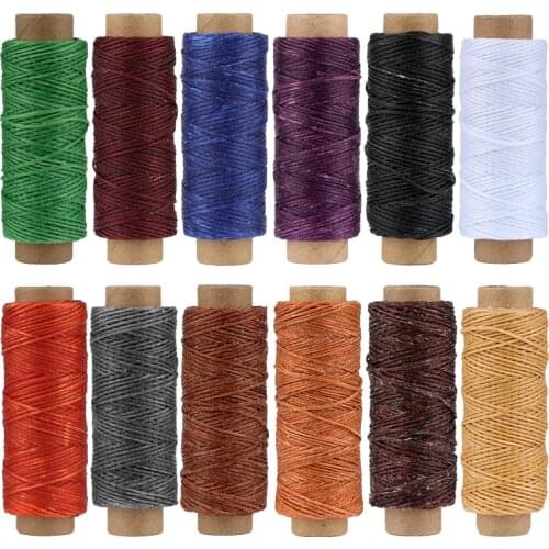 KAOBUY 12 Colors Waxed Thread Leather Sewing Waxed Thread For Leather Waxed Cord For Leather Craft Hand Stitching Thread
