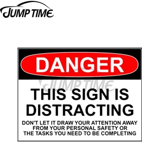 Jump Time 13 x 10.6cm For DISTRACTING SIGN Warning Car Stickers Windows Decal Sunscreen Motorcycle Vinyl Material Decoration