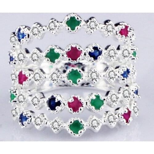 YaYI Fashion Women Jewelry Ring Red Zircon Zircon Green CZ Silver Color Engagement Rings wedding Rings Party Ring