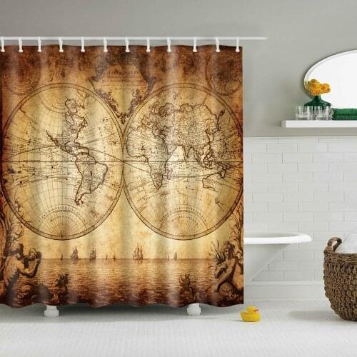 Vintage Style Retro Tower Crown Bathroom Shower Curtains Frabic Waterproof Polyester Bath Curtain With Hooks