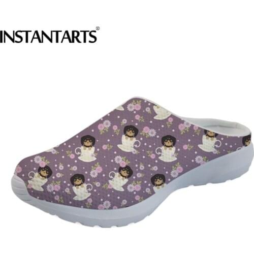 INSTANTARTS 2021 Brand Designer Women Summer Mesh Sandals Cute Puppies Dog Labrador Corgi Print Women Slippers Female Flat Shoes