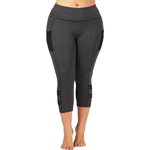 Pants Women Hollow Out Splice Tight Fitness Cropped Pants Trousers Leggings Sport Women Fitness Колготки Plus Size Jeggings
