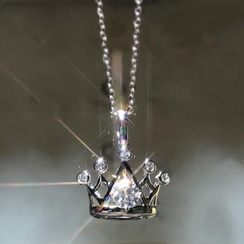 Luxury Elegant Queen Crown Choker Necklace Chain Tiny Crystal Pendant Necklace For Women Romantic Valentines Day Jewelry Gift