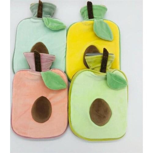 Winter Cartoon Avocado Hot Water Bottle PVC Stress Pain Relief Therapy Hot Water Bag with Knitted Soft Cozy Cover Hand Warmer