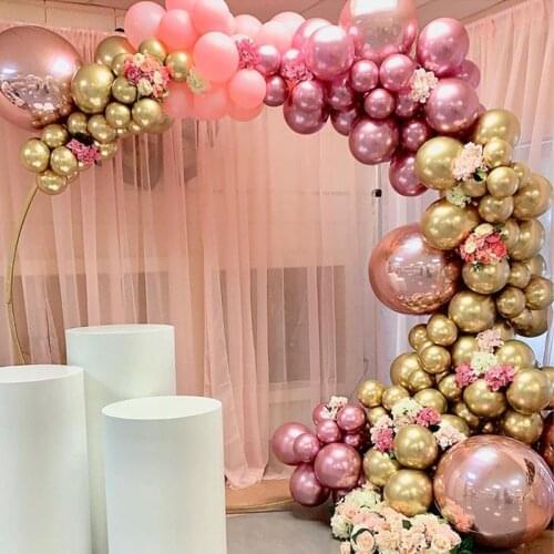 126pcs Chrome Gold Pastel Baby Pink Balloons Garland Arch Kit Birthday Decor 4D Rose Ballons Wedding Baby Shower Party Supplies