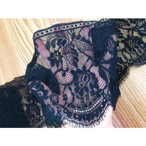 15 Meters/Lot Black Eyelashes Lace Trim Chantilly Lace Trim Off White For Bridal Weddings Lace Caps Costume