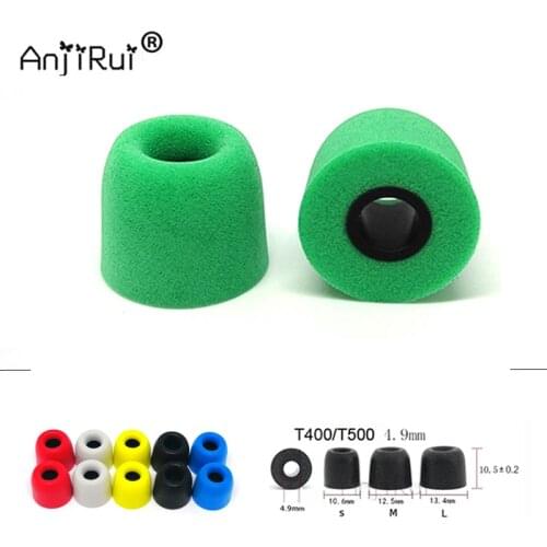 2 pcs/1pairs ANJIRUI T400 green M 12.5mm 4.9mm Caliber Ear Pads/cap Meets memory foam pads for headphones internal tips Sponge