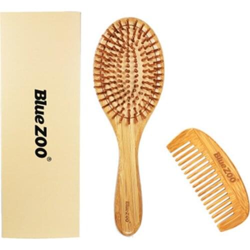 2pcs/set Natural Nanmu Comb Durable Anti-static Massage Comb Ladys Moon COMB Grooming Improve Hair Growth