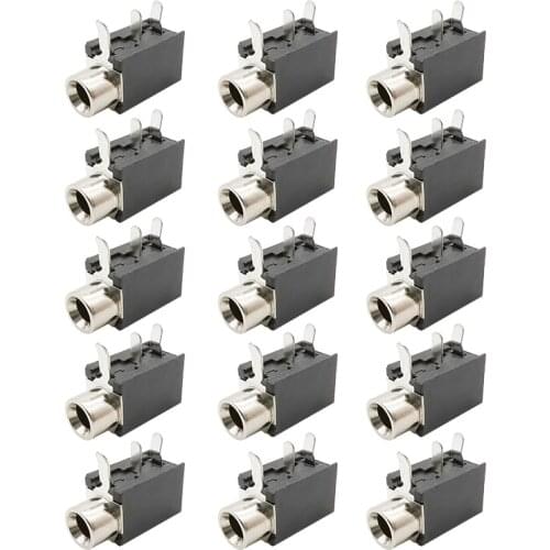 20Pcs/Lot PCB Mount DIP-3 PJ316 3.5 mm Black PJ-316 3.5mm Female Jack 3Pin Socket Headphone Jack Audio Video Terminal Connector