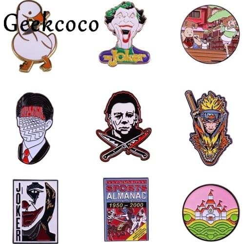 20pcs/lot J1311 Geekcoco Cartoon Castle Enamel Pin Horror Brooch Lapel Pin Denim Jeans Shirt Bag Jewelry Gift