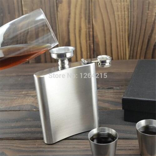 200pcs/lot pocket Stainless Hip Flask Screw Cap for Whisky Alcohol Drink 60Z
