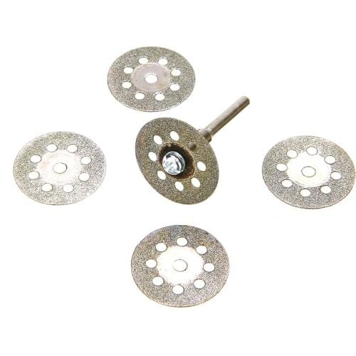6pcs/set 22mm Silver Sharp Diamond Cutting Disc Disks Wheel DIY Kit for Rotary Drill Tool Accessories with Mandrel