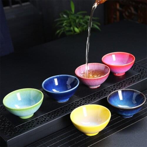 6pcs/set Blue and White Porcelain Tea Bowl for Pu'er Office Teacup Tea Set Ceramic Retro Kung Fu Master Cup Drinkware Gifts