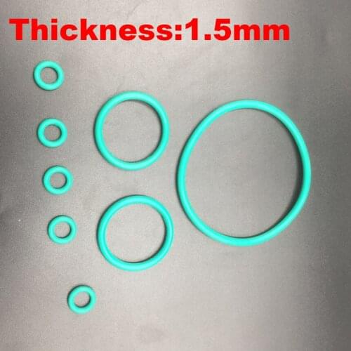 60pcs 5.5x1.5 5.5*1.5 6.5x1.5 6.5*1.5 7.5x1.5 7.5*1.5 OD*THK Green Fluoro FKM Fluorine Rubber O Ring Washer Oil Seal Gasket