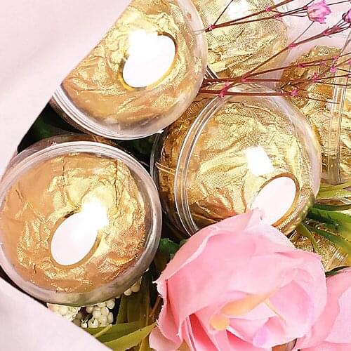 95pcs Plastic Christmas Chocolate Storage Ball Transparent Open Clear Baubles Ornament Gift Present Candy Box Case Bouquet Decor