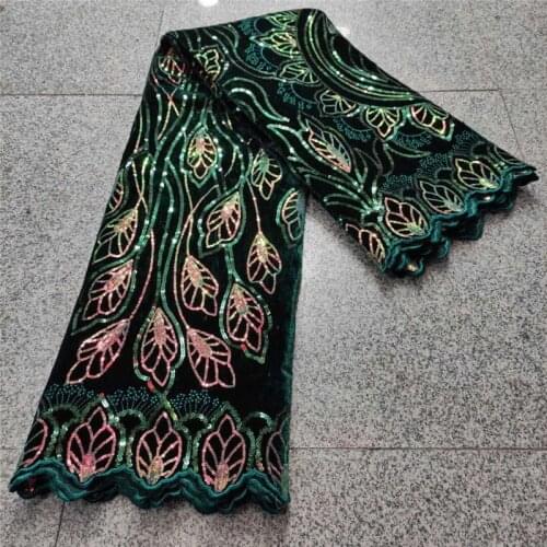 Latest Sequin Velvet green Lace Fabric Sequence African Organza Lace Fabric High Quality African Organza Fabric For Wedding